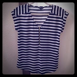 Black and White stripped short sleeve blouse